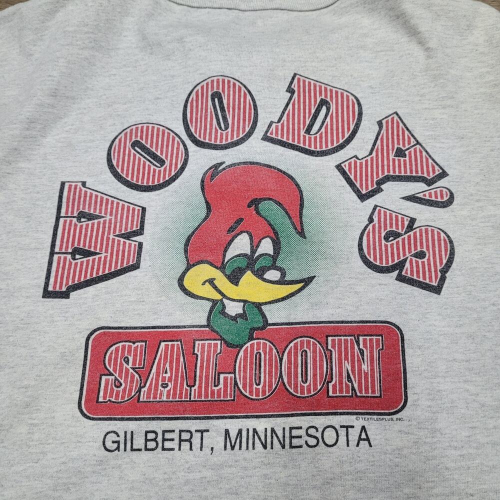 VTG Woody's Saloon Long Sleeve Henley Shirt Mens XL Gilbert MN Cotton Deluxe - Picture 2 of 11